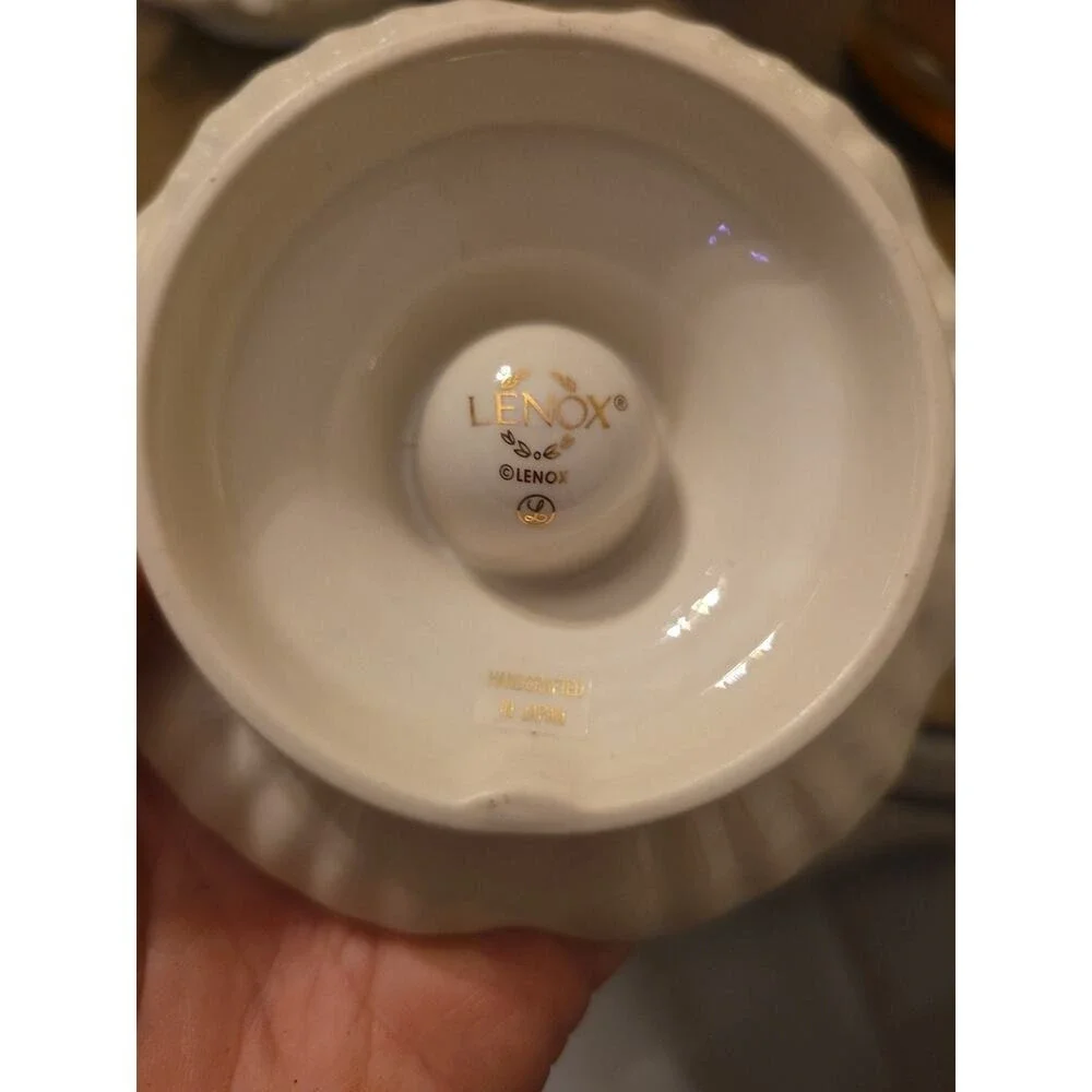 Lenox Shell Candlestick Candle Holders Set of 2 Ivory Gold Trim EUC Elegant‎